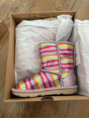 Brand new in box*UGG Girl’s Sequin Rainbow Stripe Classic Boot